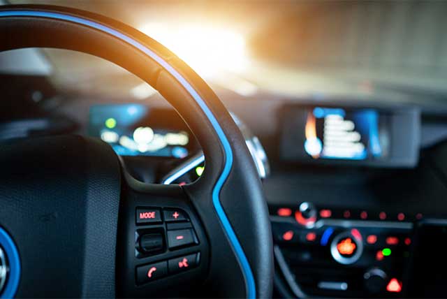 High Tech Automobile with LED interior lighting LED interior lighting in the car